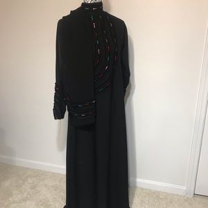 Muslim High Neck Abaya Jiilbab with Hijab Dress